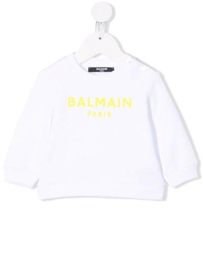 Balmain Babies' Logo印花卫衣 In White 1