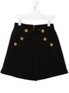 Balmain Yellow Decorative Button Shorts In Black