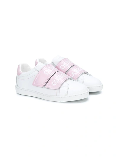 Dolce & Gabbana Kids' Logo Strap Trainers In White
