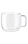 Zwilling J.a. Henckels Zwilling Double Wall Glass 2-piece Cappuccino Glass Mug Set In Silver