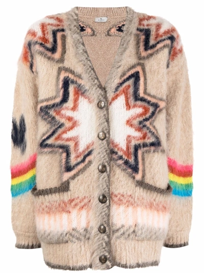 Etro Oversized Alpaca And Wool-blend Cardigan In Multicolor