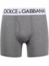 Dolce & Gabbana Logo-waistband Boxer Trunks In Grey