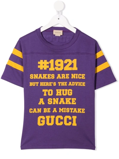 Gucci Kids' Logo-print Short-sleeved T-shirt In Purple