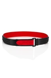 Christian Louboutin Men's Loubi Sneaker Spiked Belt In Black/ Loubi/ Black