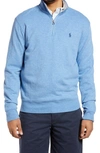 Polo Ralph Lauren Lux Heathered Quarter Zip Pullover In Pale Royal Heather