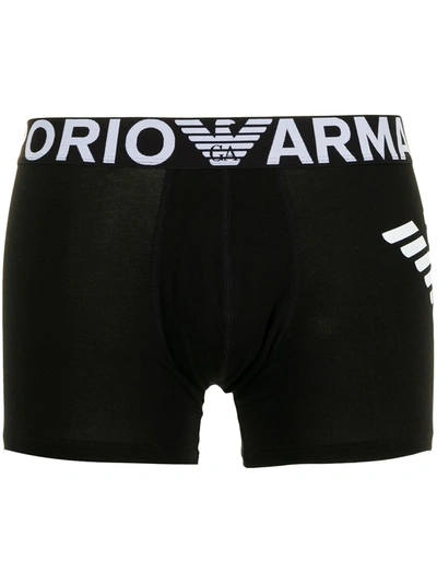 Emporio Armani Logo-print Boxer Trousers In 黑色