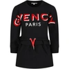 GIVENCHY BLACK DRESS FOR GIRL WITH RED LOGO,H12168 09B
