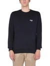Paul Smith Logo-print Crew-neck Sweatshirt In Blu
