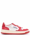 Autry Pink And White 'medalist' Low Top Sneakers In Red