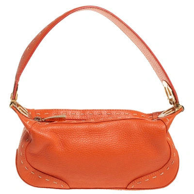 Pre-owned Escada Orange Leather Eluna Baguette Shoulder Bag