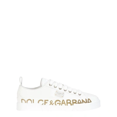 Pre-owned Dolce & Gabbana White Portofino Sneakers Size Eu 36