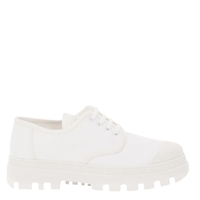 Pre-owned Prada White Nylon Fabric Derby Shoes Size Uk 5 Eu 39