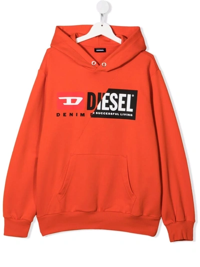 Diesel Teen Graphic-print Cotton Hoodie In Red