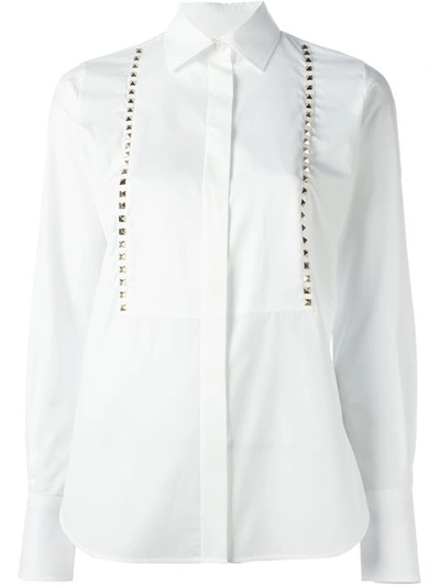 Valentino Rockstud Tuxedo Shirt In White
