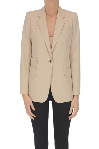 Max Mara Ladies Unno Gabardine Wool Single-breasted Blazer In Nude And Neutrals