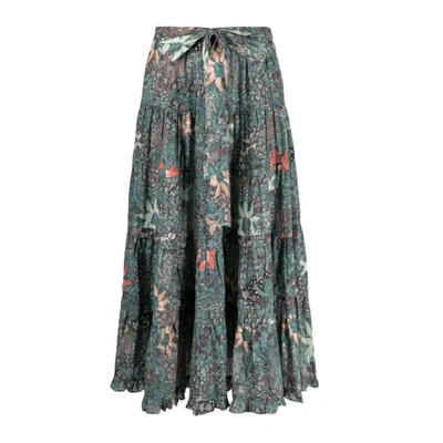 Ulla Johnson Tiered Floral-print Skirt In Blue