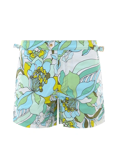Tom Ford Floral Swim Shorts In Blue