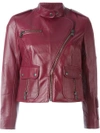 MARC JACOBS MARC JACOBS CROPPED BIKER JACKET - RED,M400575211535394