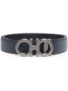 Ferragamo Gancini Reversible Leather Belt In Blue
