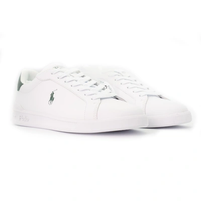 Polo Ralph Lauren Low Top Contrast Logo Sneakers In White/ White