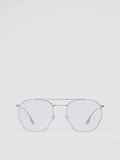 Burberry Geometric Blue Light Glasses In Gunmetal Grey