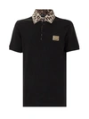 DOLCE & GABBANA DOLCE & GABBANA LEOPARD PRINTED COLLAR POLO SHIRT