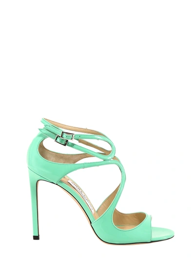 Jimmy Choo 100mm Lang Patent Leather Sandals In Green