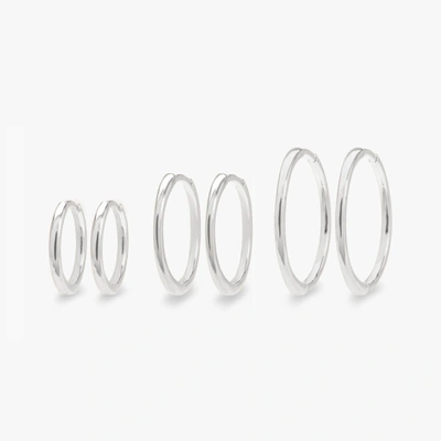 Studs Slim Hoops Set In Silver