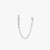 Studs Chained Pavé Huggie X Cz Stud In Silver/clear