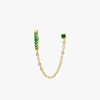 Studs Chained Pavé Huggie X Cz Stud In Gold/green