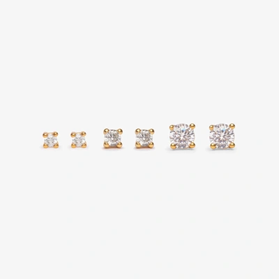 Studs Cz  Set In Gold/clear