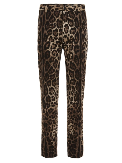 Dolce & Gabbana Leopard Pajama Pants In Brown,black