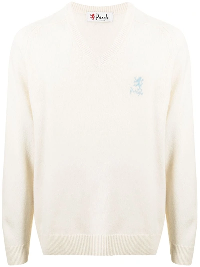 Pringle Of Scotland Archive Embroidered-logo Jumper In 白色