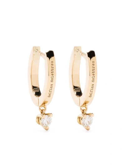 Delfina Delettrez 18kt Yellow Gold Huggie Hoop Diamond Drop Earrings