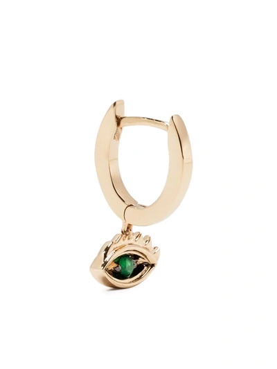 Delfina Delettrez 9kt Yellow Gold Micro-eye Piercing Emerald Earring In 金色