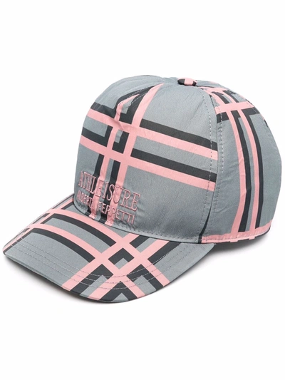 Alberta Ferretti Logo-embroidered Checked Cap In Grau