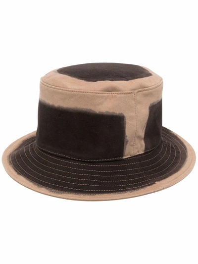 Alberta Ferretti Two-tone Cotton Bucket Hat In Nude