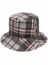 ALBERTA FERRETTI LOGO-PLAQUE CHECKED BUCKET HAT