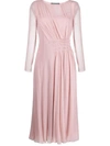 ALBERTA FERRETTI GATHERED CHIFFON DRESS