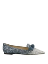 JIMMY CHOO GABIE FLAT GLITTERED SUEDE FLATS