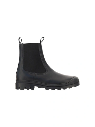 Loewe Rubber-toe Leather Chelsea Boots In Black