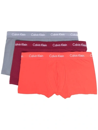 Calvin Klein Logo Three-piece Boxer Set In Red