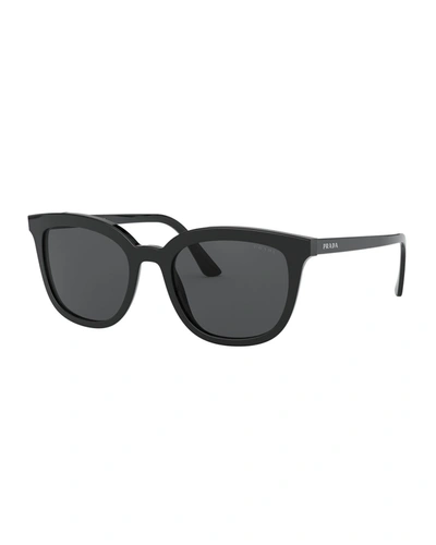 Prada Oval Acetate Sunglasses In Black