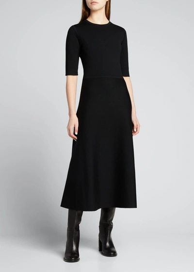 Gabriela Hearst Seymore Knit Midi Dress In Black Merino Wool Cashmere