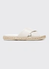 Vince Selene Leather Crosscross Espadrille Slide Sandals In Off White