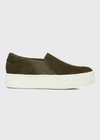 Vince Women's Warren Suede Slip On Platform Sneakers In Militare