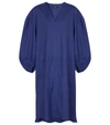 Joseph Womens Cobalt Blue Duna Puff-sleeved Linen-blend Midi Dress 12 In Blue