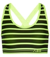 Adam Selman Sport Cutout Striped Stretch Sports Bra In Charcoal