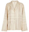 Totême Monogram-embroidered Silk Pajama Top In Ivory Monogram