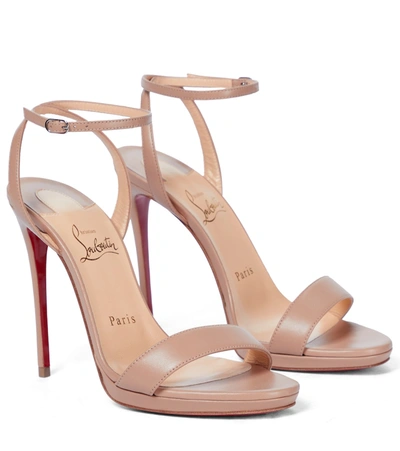 Christian Louboutin Loubi Queen 120 Leather Sandals In Brown